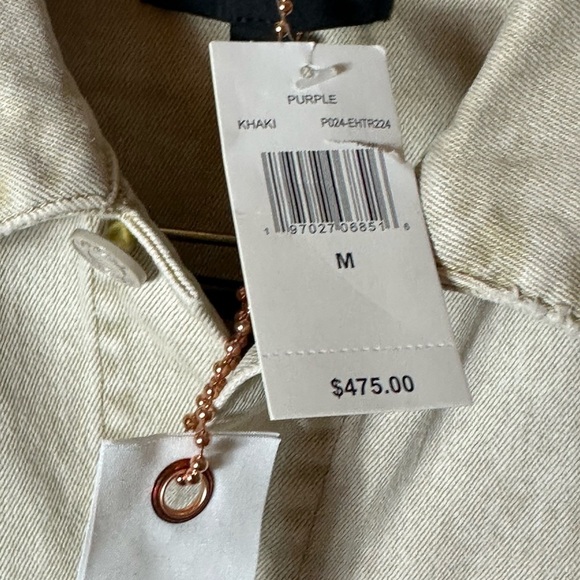 Purple Brand Jacket Mens Mediumm Beige Embossed Logo Denim Trucker Western NWT - Picture 10 of 16